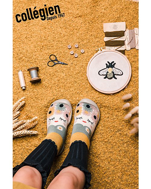 Collégien Slippers with Ergonomic Sole - Flore - Quality Cotton to Last a Long Time! Antislip Socks