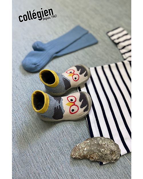 Collégien Slippers with Ergonomic Sole - Goéland - Quality Cotton to Last a Long Time! Antislip Socks