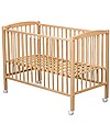 Combelle Arthur, Solid Beech Wood Cot with Wheels, 70 x 140 cm - Natural Cots and Cotbeds