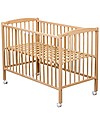 Combelle Arthur, Solid Beech Wood Cot with Wheels, 70 x 140 cm - Natural Cots and Cotbeds
