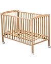 Combelle Arthur, Solid Beech Wood Cot with Wheels, 70 x 140 cm - Natural Cots and Cotbeds