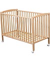 Combelle Arthur, Solid Beech Wood Cot with Wheels, 70 x 140 cm - Natural Cots and Cotbeds