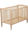 Combelle Arthur, Solid Beech Wood Cot with Wheels, 70 x 140 cm - Natural Cots and Cotbeds