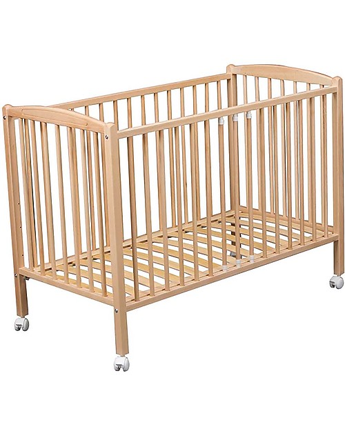 Combelle Arthur Solid Beech Wood Cot with Wheels 70 x 140 cm Natural unisex bambini