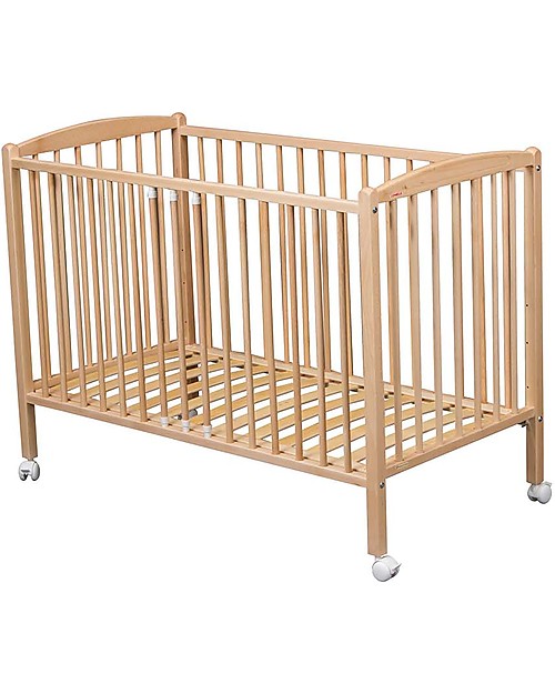 Combelle Arthur Solid Beech Wood Cot with Wheels 70 x 140 cm Natural unisex bambini