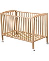 Combelle Arthur, Solid Beech Wood Cot with Wheels, 70 x 140 cm - Natural Cots and Cotbeds