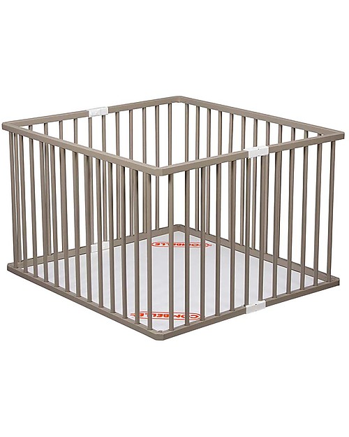 Combelle Léo, Solid Beechwood Foldable Playpen, Light Grey - Only 11 cm thick! Cots and Cotbeds