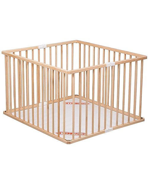 Combelle Léo, Solid Beechwood Foldable Playpen, Natural - Only 11 cm thick! Cots and Cotbeds