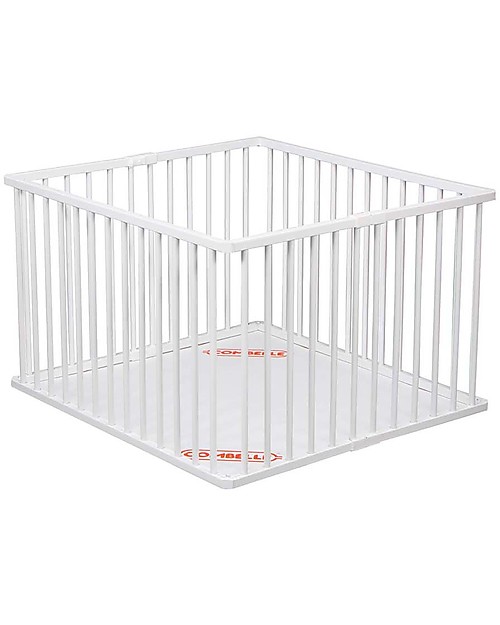 Combelle Léo, Solid Beechwood Foldable Playpen, White - Only 11 cm thick! Cots and Cotbeds