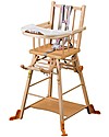Combelle Marcel, Solid Beech Wood Convertible High Chair, Natural - Becomes a little trolley! High Chairs