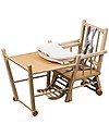 Combelle Marcel, Solid Beech Wood Convertible High Chair, Natural - Becomes a little trolley! High Chairs