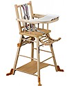 Combelle Marcel, Solid Beech Wood Convertible High Chair, Natural - Becomes a little trolley! High Chairs