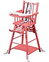 Combelle Marcel, Solid Beech Wood Convertible High Chair, Pink - Becomes a little trolley! High Chairs
