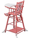 Combelle Marcel, Solid Beech Wood Convertible High Chair, Pink - Becomes a little trolley! High Chairs