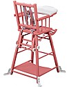 Combelle Marcel, Solid Beech Wood Convertible High Chair, Pink - Becomes a little trolley! High Chairs