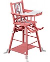Combelle Marcel, Solid Beech Wood Convertible High Chair, Pink - Becomes a little trolley! High Chairs