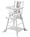 Combelle Marcel, Solid Beech Wood Convertible High Chair, White - Becomes a little trolley! High Chairs