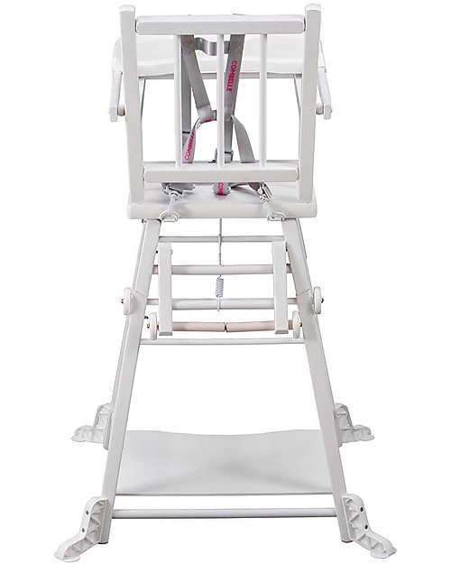 Combelle Marcel, Solid Beech Wood Convertible High Chair, White - Becomes a little trolley! High Chairs