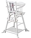 Combelle Marcel, Solid Beech Wood Convertible High Chair, White - Becomes a little trolley! High Chairs