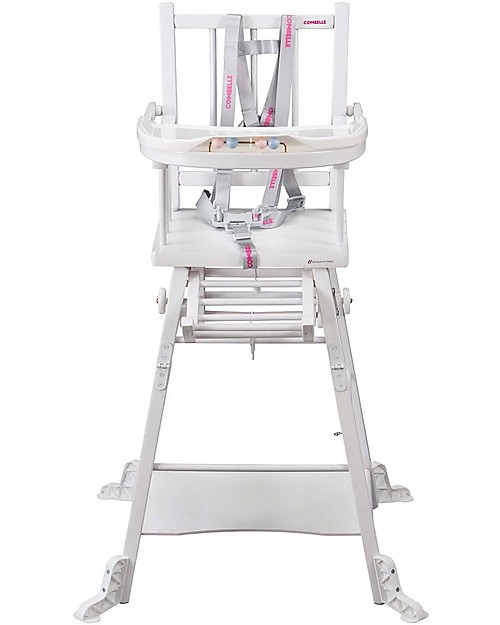 Combelle Marcel, Solid Beech Wood Convertible High Chair, White - Becomes a little trolley! High Chairs
