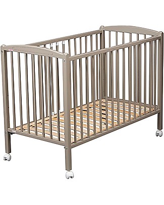 Combelle OUTLET Arthur, Solid Beech Wood Cot with Wheels, 60 x 120 cm - Light Grey - Showroom Sample Cots & Cotbeds