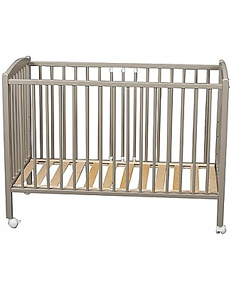 Combelle OUTLET Arthur, Solid Beech Wood Cot with Wheels, 60 x 120 cm - Light Grey - Showroom Sample Cots & Cotbeds