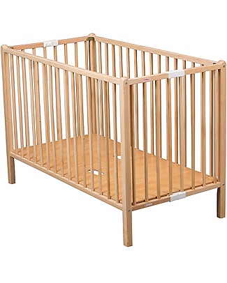 Combelle Roméo, Solid Beech Wood Foldable Cot, 60 x 120 cm - Natural Cots & Cotbeds