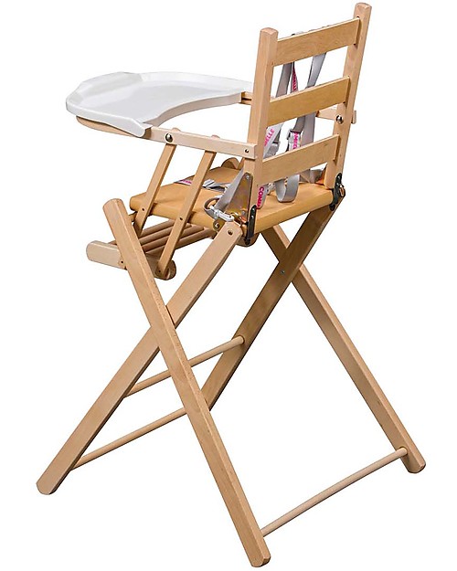 Combelle Sarah, Solid Beechwood Ultra-Foldable High Chair, Natural - 57 x 73 x 14 cm High Chairs