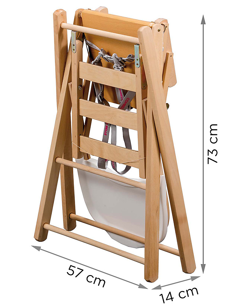 Combelle Sarah, Solid Beechwood Ultra-Foldable High Chair, White - 57 x 73  x 14 cm unisex (bambini)