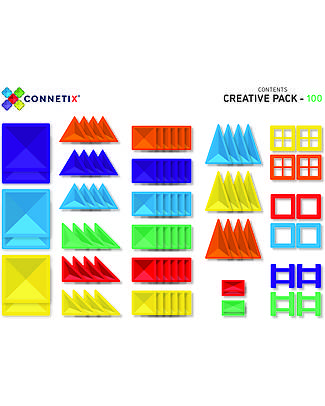 Connetix 100 Pieces Creative Pack - Rainbow -100% Non-toxic ABS Plastic - Encouraging STEM Learning! Montessori Toys