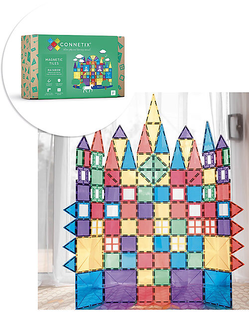 Connetix 102 Pieces - Creative Pack - Rainbow -100% Non-toxic ABS Plastic - STEM Learning! Magnetic Games