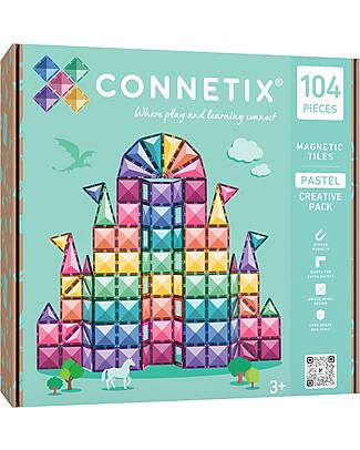 Connetix 104 Pieces - Creative Pack - Pastel - 100% Non-toxic ABS Plastic - STEM Learning! Magnetic Games
