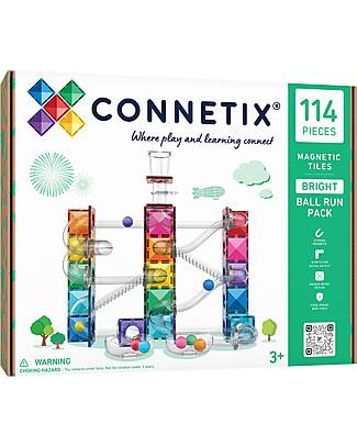 Connetix 114 Pieces - Ball Run Pack - Bright - 100% Non-toxic ABS Plastic - STEM Learning! Magnetic Games