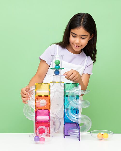 Connetix 114 Pieces - Ball Run Pack - Bright - 100% Non-toxic ABS Plastic - STEM Learning! Magnetic Games