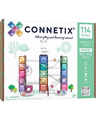 Connetix 114 Pieces - Ball Run Pack - Pastel - 100% Non-toxic ABS Plastic - STEM Learning! Magnetic Games