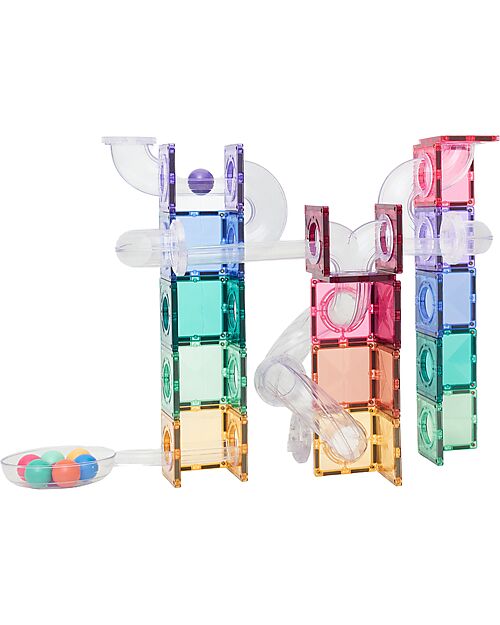Connetix 114 Pieces - Ball Run Pack - Pastel - 100% Non-toxic ABS Plastic - STEM Learning! Magnetic Games