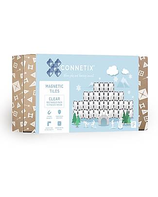 Connetix 12 Pieces - Rectangle - Clear - 100% Non Toxic ABS Plastic - STEM Learning! Magnetic Games