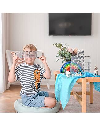 Connetix 12 Pieces - Rectangle - Clear - 100% Non Toxic ABS Plastic - STEM Learning! Magnetic Games