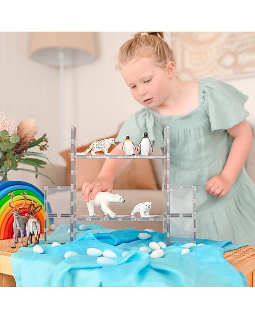 Connetix 12 Pieces - Rectangle - Clear - 100% Non Toxic ABS Plastic - STEM Learning! Magnetic Games