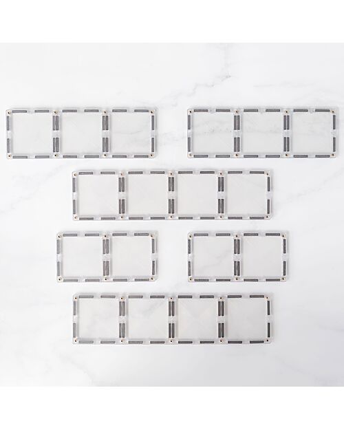 Connetix 12 Pieces - Rectangle - Clear - 100% Non Toxic ABS Plastic - STEM Learning! Magnetic Games