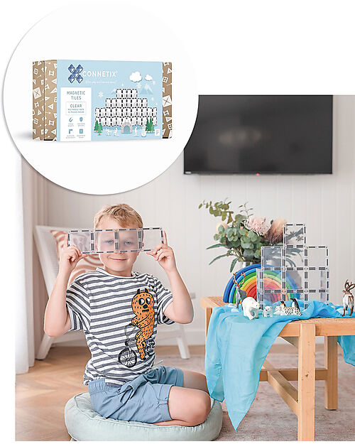 Connetix 12 Pieces - Rectangle - Clear - 100% Non Toxic ABS Plastic - STEM Learning! Magnetic Games