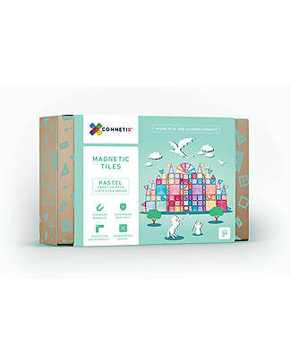 Connetix 120 Pieces - Pastel Creative Pack - Pastel -100% Non-toxic ABS Plastic - STEM Learning! Magnetic Games