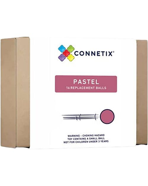 Connetix 16 Pieces - Ball Pack - Pastel - 100% Non-Toxic ABS Wood - STEM Learning! Magnetic Games