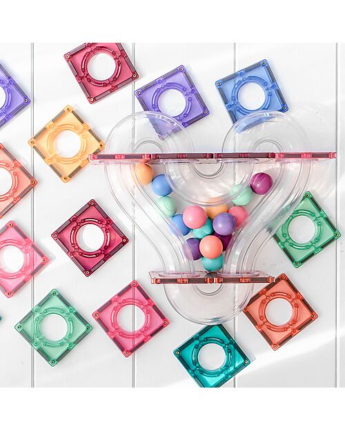 Connetix 16 Pieces - Ball Pack - Pastel - 100% Non-Toxic ABS Wood - STEM Learning! Magnetic Games