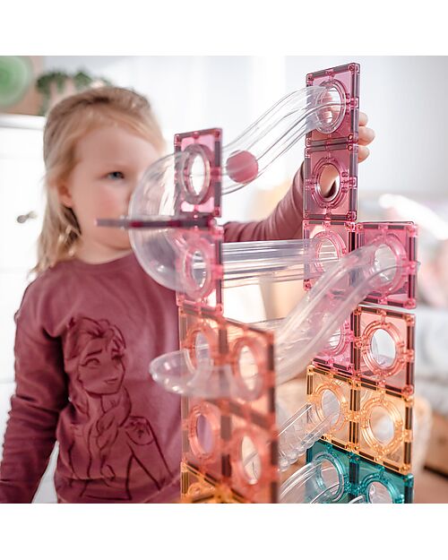 Connetix 16 Pieces - Ball Pack - Pastel - 100% Non-Toxic ABS Wood - STEM Learning! Magnetic Games