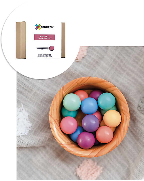 Connetix 16 Pieces - Ball Pack - Pastel - 100% Non-Toxic ABS Wood - STEM Learning! Magnetic Games