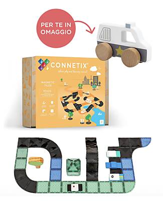 Connetix 16 Pieces - Ramps & Intersections - 100% Non Toxic ABS Plastic - STEM Learning + a Free Police Car Magnetic Games