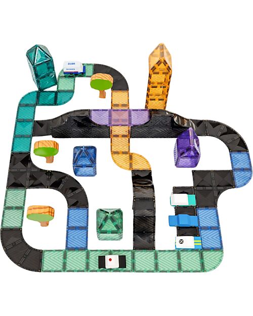 Connetix 16 Pieces - Ramps & Intersections - 100% Non Toxic ABS Plastic - STEM Learning Magnetic Games