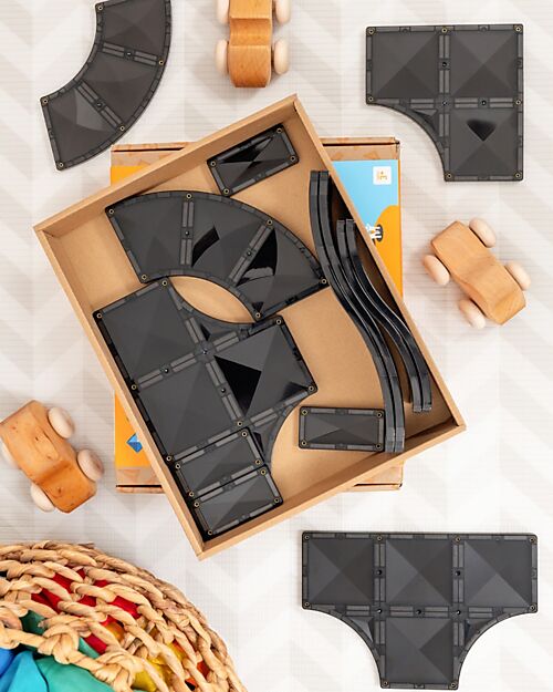 Connetix 16 Pieces - Ramps & Intersections - 100% Non Toxic ABS Plastic - STEM Learning Magnetic Games