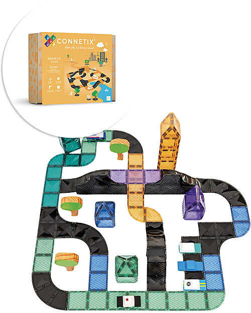 Connetix 16 Pieces - Ramps & Intersections - 100% Non Toxic ABS Plastic - STEM Learning Magnetic Games